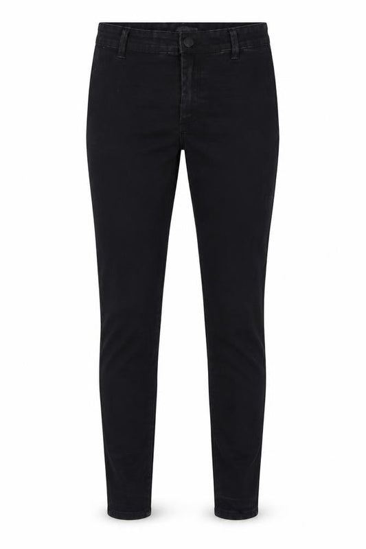 Front view of Denim & Co. women’s black cotton jegging jeans, size UK 10, 31-inch leg regular zip