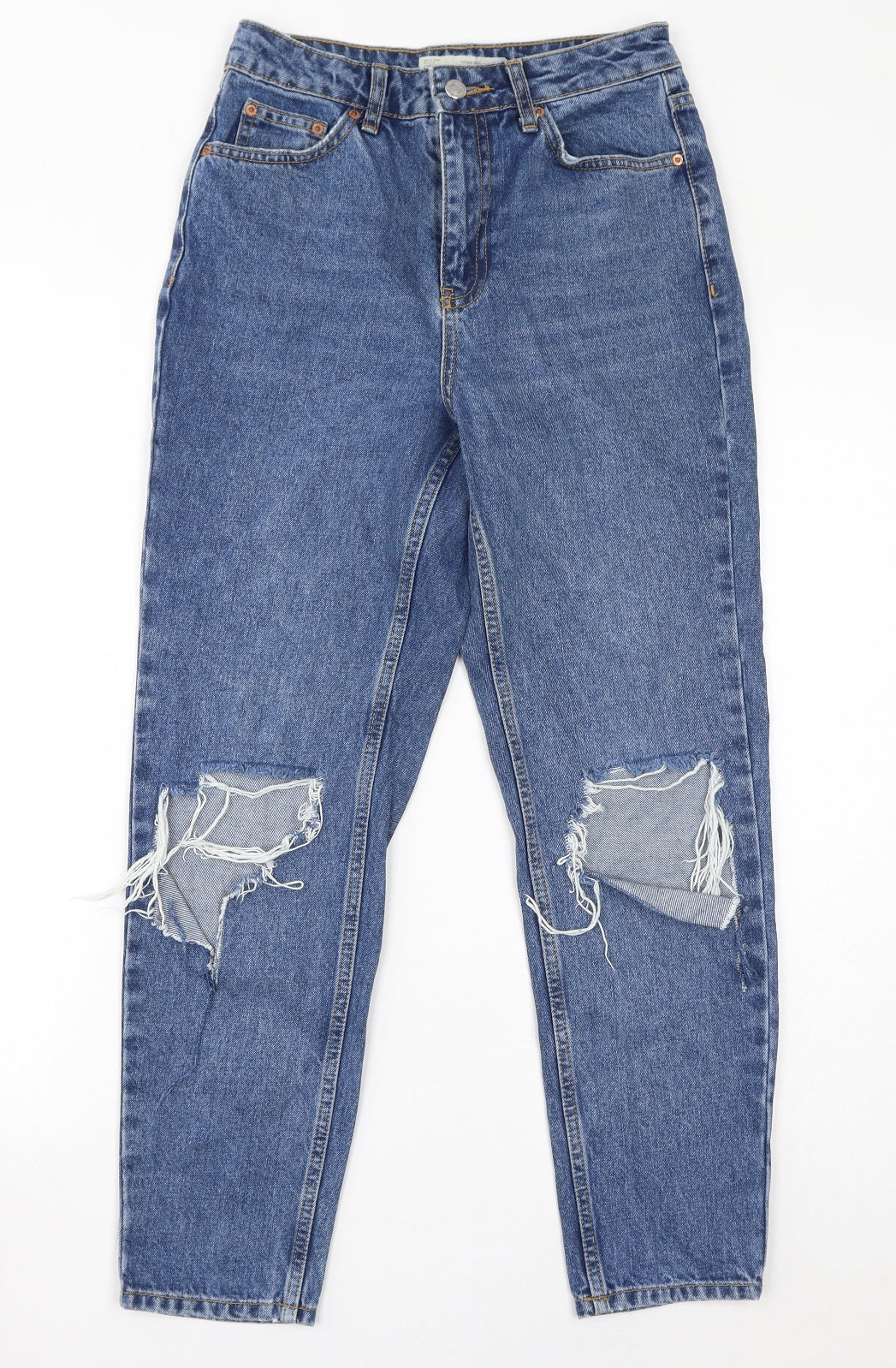 Topshop Womens Blue Polyester Mom Jeans Size 26 in L30 in Regular Zip