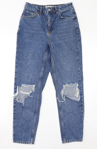 Topshop Womens Blue Polyester Mom Jeans Size 26 in L30 in Regular Zip