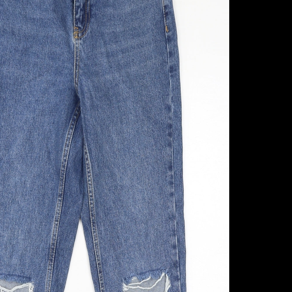 Topshop Womens Blue Polyester Mom Jeans Size 26 in L30 in Regular Zip