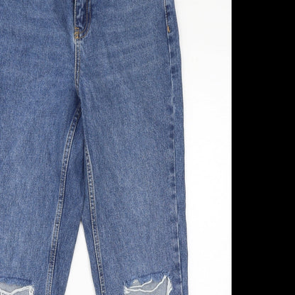 Topshop Womens Blue Polyester Mom Jeans Size 26 in L30 in Regular Zip