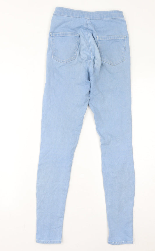 Topshop Womens Blue Cotton Skinny Jeans Size 28 in L32 in Regular Zip - Distressed