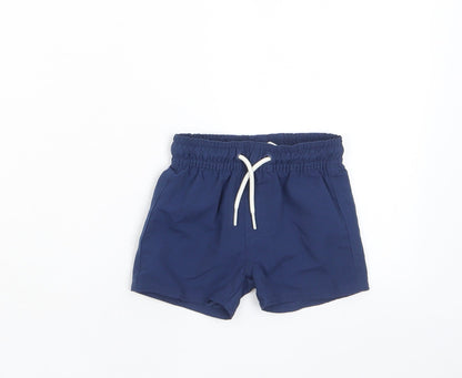 Marks and Spencer Boys Blue Polyester Cropped Trousers Size 3-6 Months Drawstring - Swim shorts