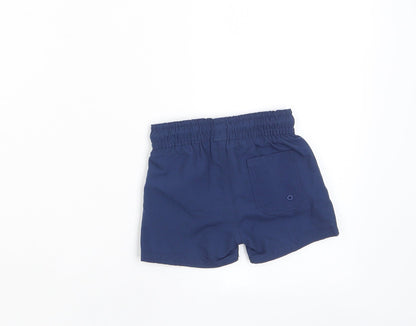 Marks and Spencer Boys Blue Polyester Cropped Trousers Size 3-6 Months Drawstring - Swim shorts