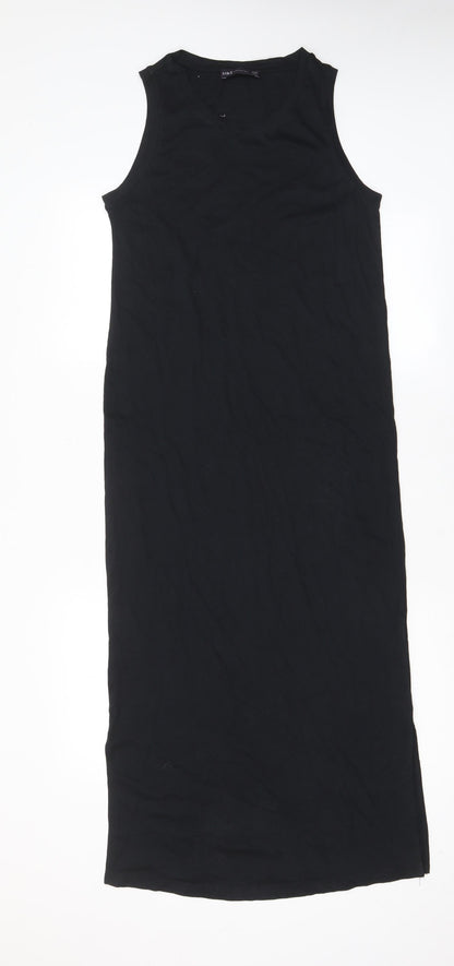 Marks and Spencer Womens Black Cotton Tank Dress Size 6 Crew Neck Pullover