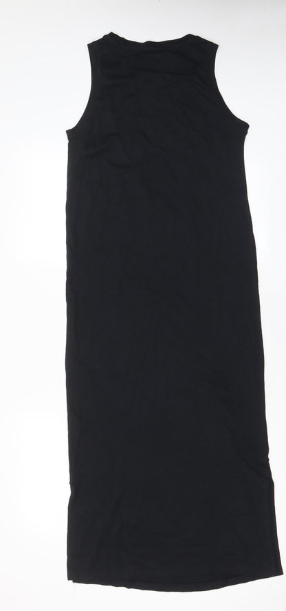 Marks and Spencer Womens Black Cotton Tank Dress Size 6 Crew Neck Pullover