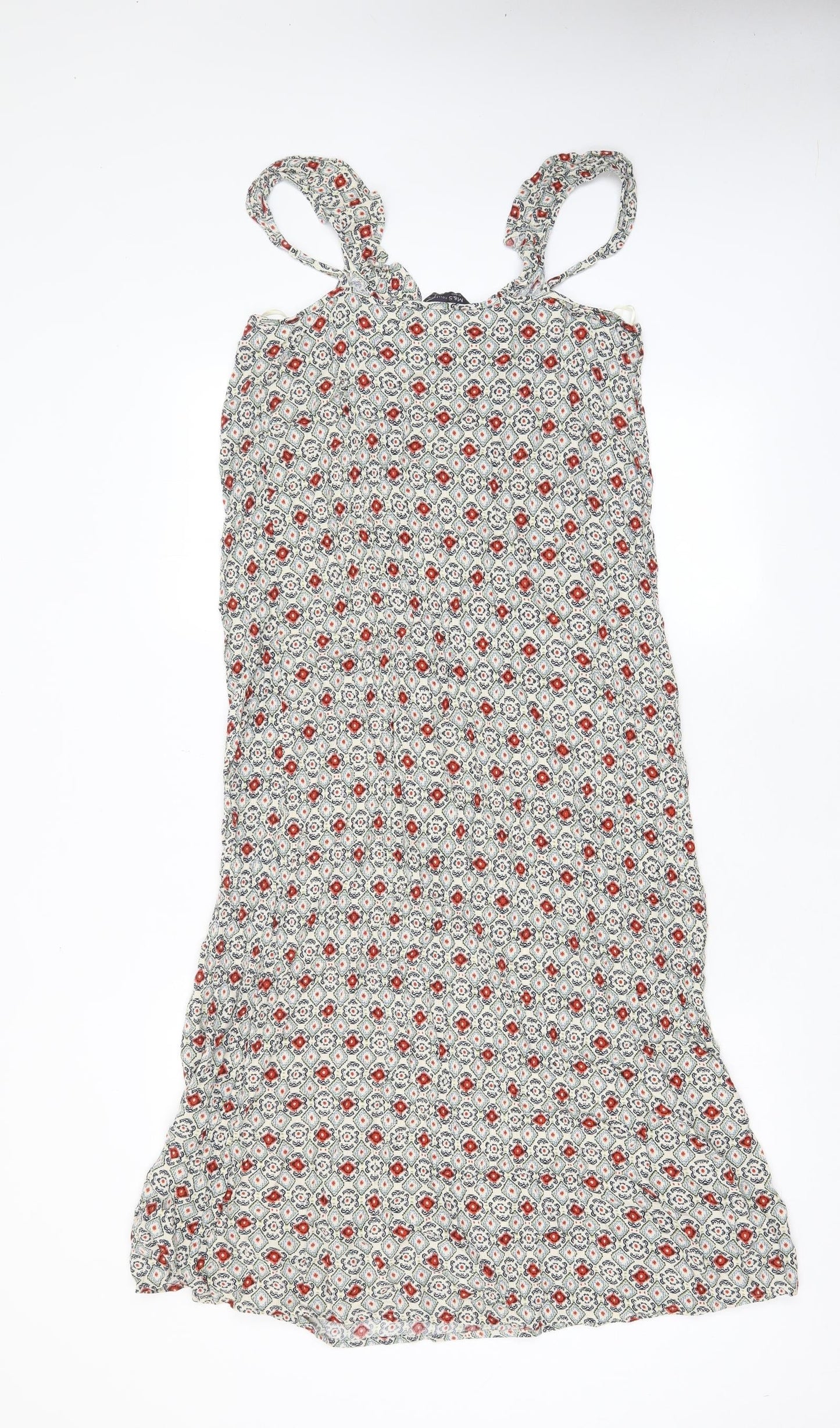 Marks and Spencer Womens Multicoloured Argyle/Diamond Viscose A-Line Size 12 V-Neck Pullover - Frill