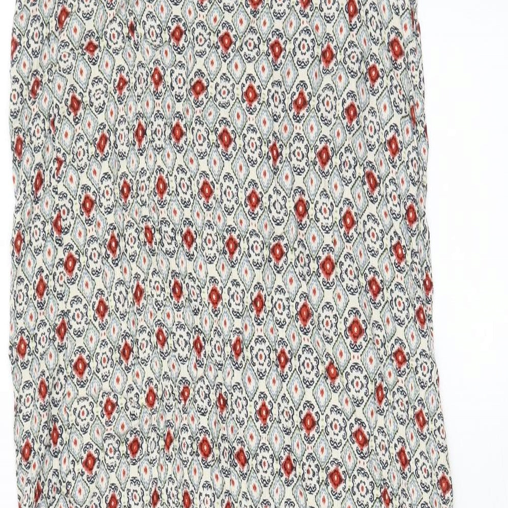 Marks and Spencer Womens Multicoloured Argyle/Diamond Viscose A-Line Size 12 V-Neck Pullover - Frill