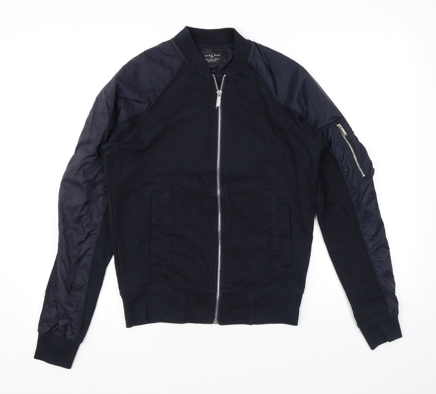 Mens UK Size S Zara Black Bomber Jacket