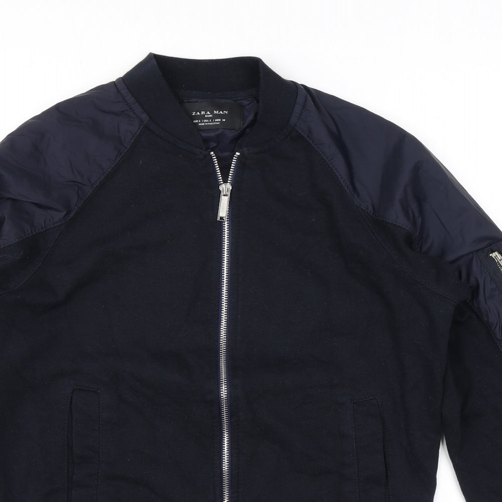 Mens UK Size S Zara Black Bomber Jacket