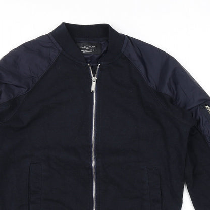 Mens UK Size S Zara Black Bomber Jacket