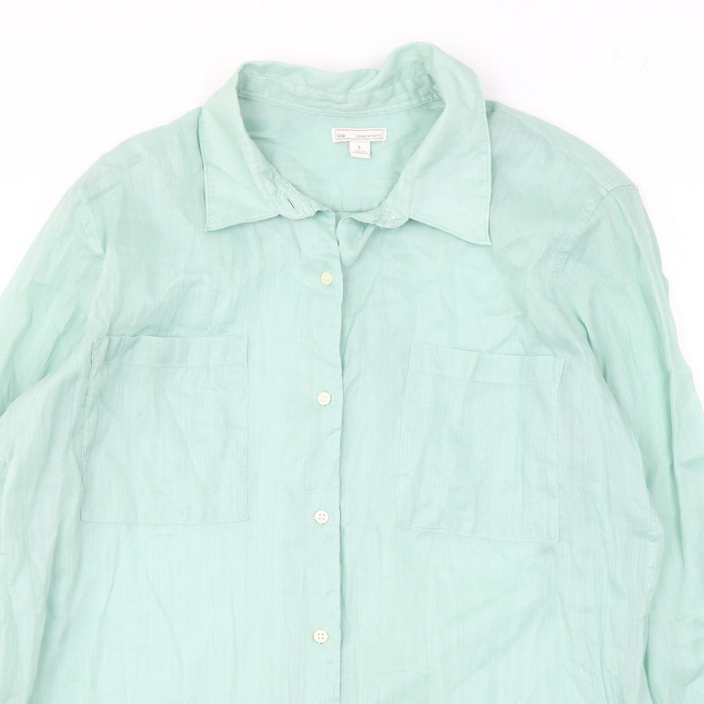 Womens UK Size L Gap Green Basic Button-Up
