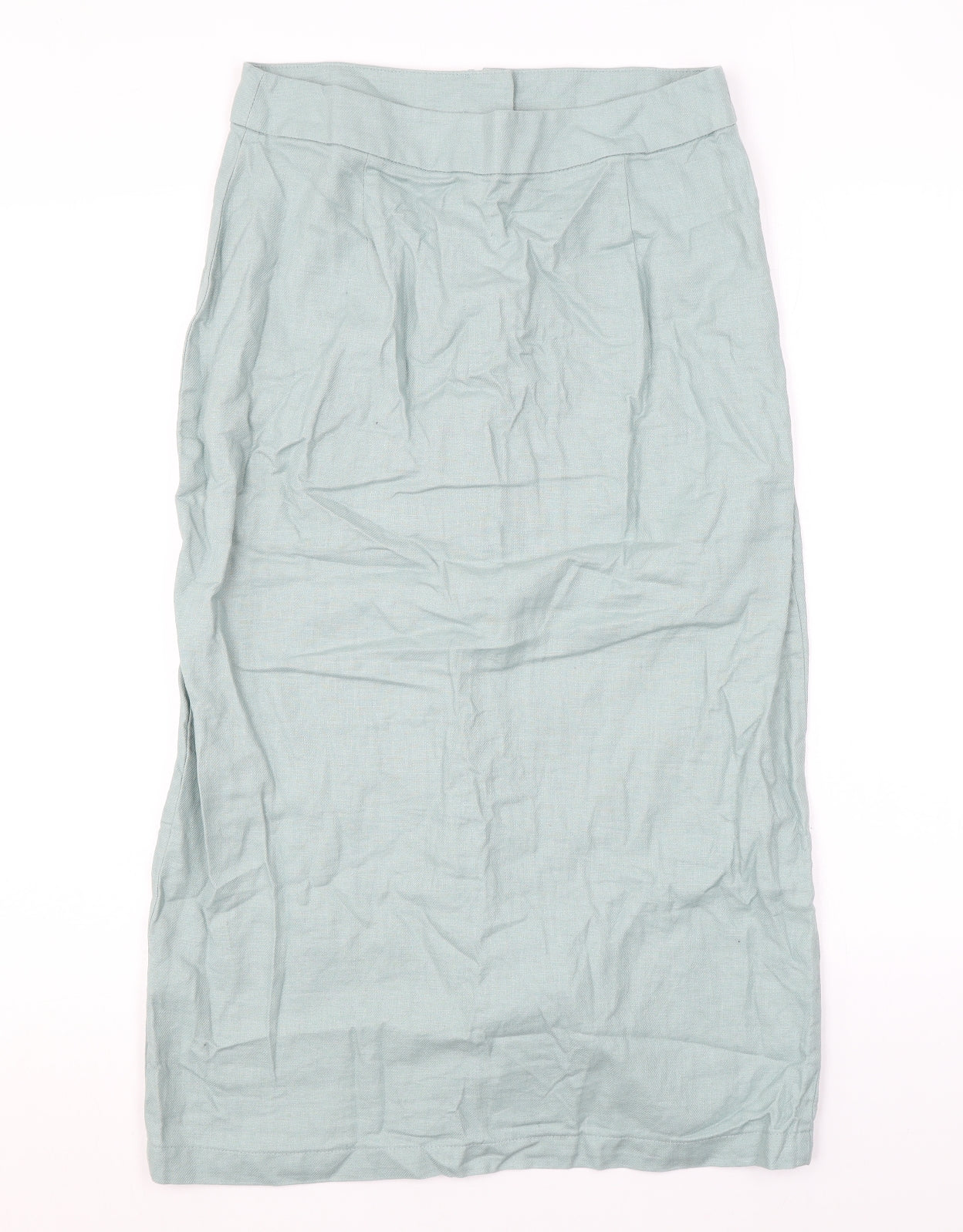 ASOS Womens Green Linen Straight & Pencil Skirt Size 10 Button