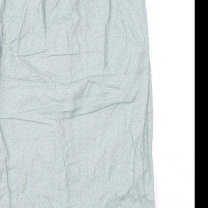 ASOS Womens Green Linen Straight & Pencil Skirt Size 10 Button