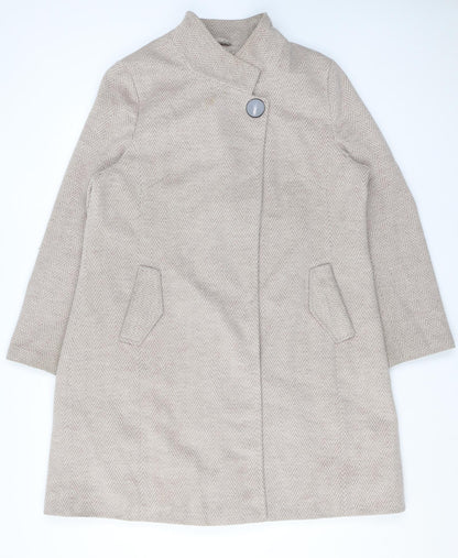 Kaleidoscope Womens Beige Herringbone Overcoat Coat Size 20 Snap