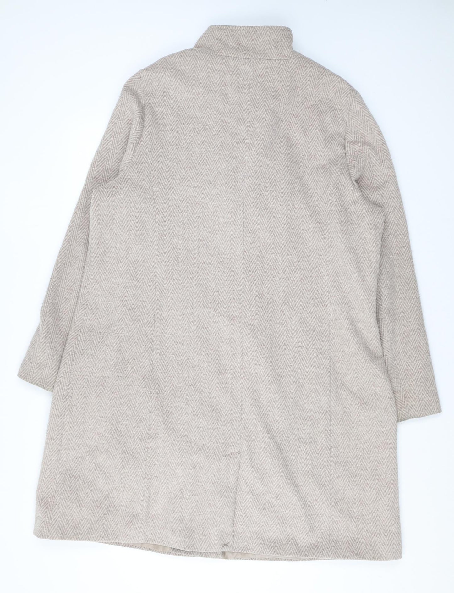 Kaleidoscope Womens Beige Herringbone Overcoat Coat Size 20 Snap