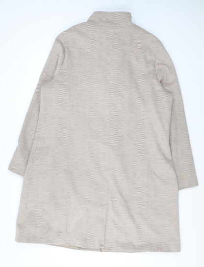 Kaleidoscope Womens Beige Herringbone Overcoat Coat Size 20 Snap