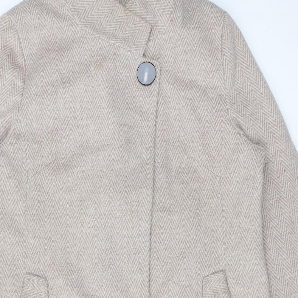 Kaleidoscope Womens Beige Herringbone Overcoat Coat Size 20 Snap