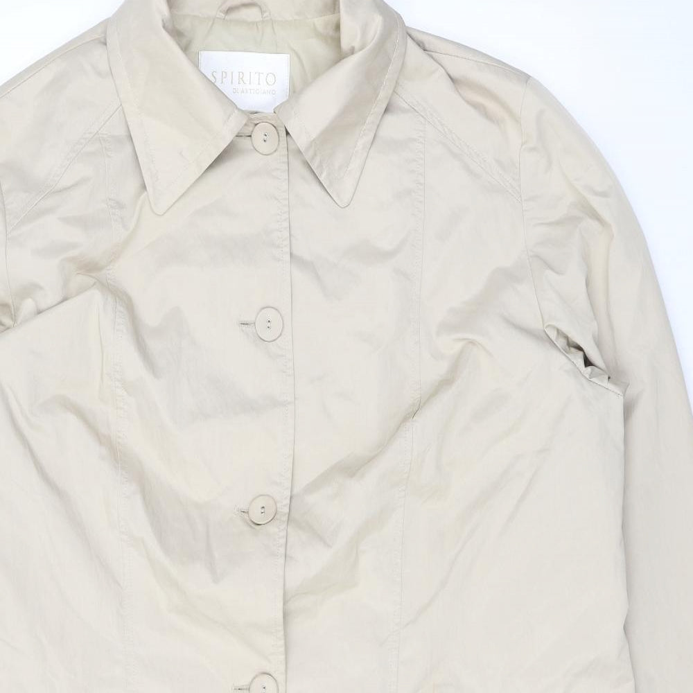 Spirito Womens Beige Rain Coat Coat Size 18 Buckle