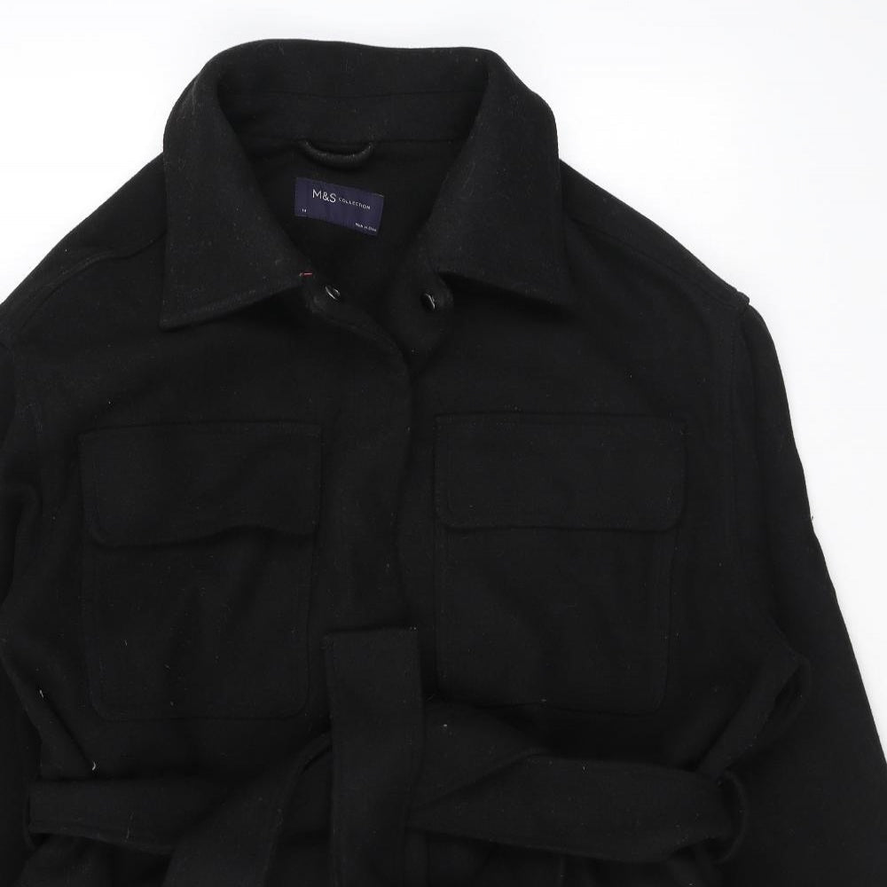 Womens UK Size 14 Marks and Spencer Black Overcoat