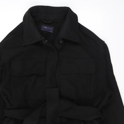 Womens UK Size 14 Marks and Spencer Black Overcoat