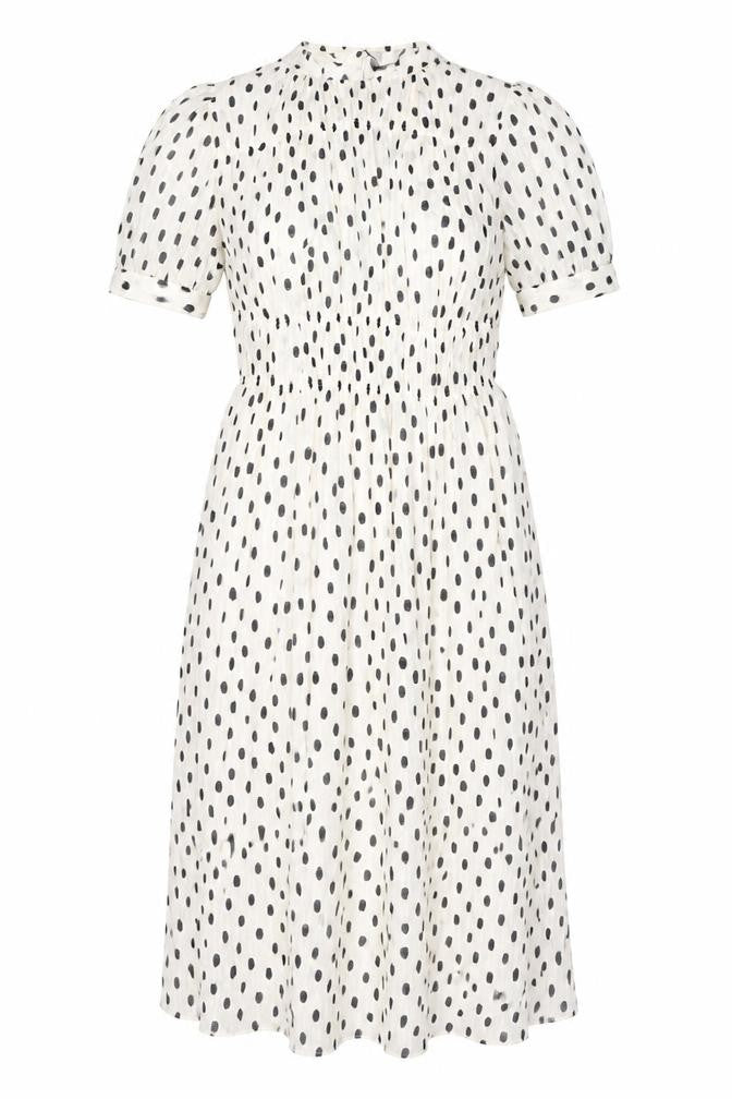 Marks and Spencer Womens Ivory Polka Dot Polyester A-Line Size 8 Round Neck Pullover