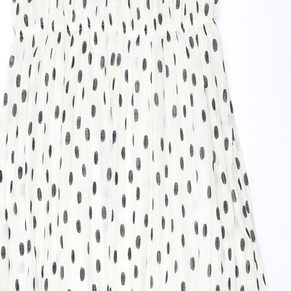 Marks and Spencer Womens Ivory Polka Dot Polyester A-Line Size 8 Round Neck Pullover