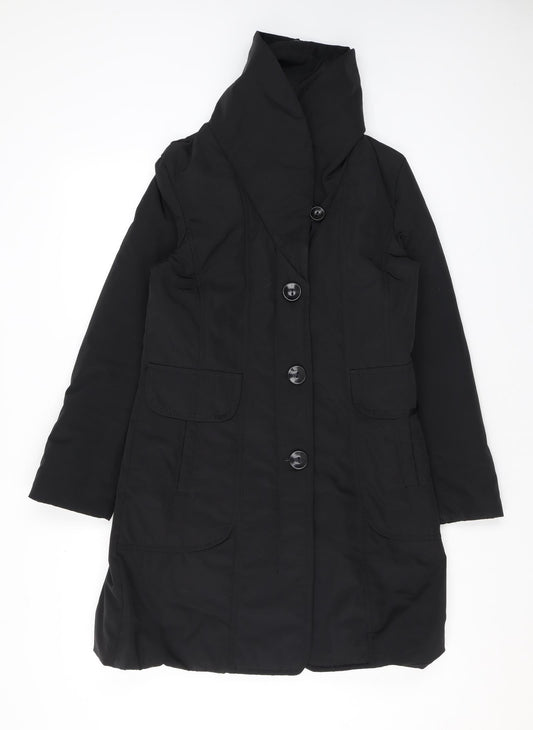 Minuet Womens Black Rain Coat Coat Size 8 Zip