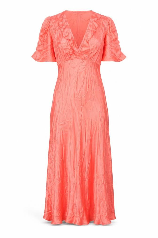 Marks and Spencer Womens Orange Viscose Maxi Size 8 V-Neck Pullover