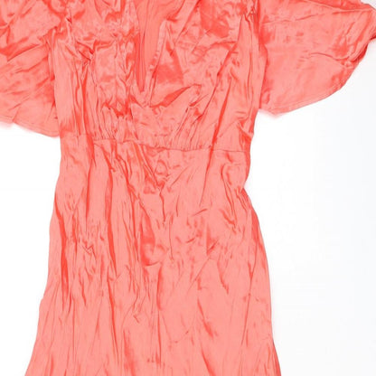 Marks and Spencer Womens Orange Viscose Maxi Size 8 V-Neck Pullover