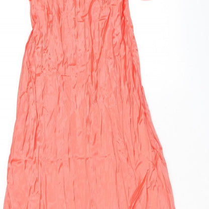 Marks and Spencer Womens Orange Viscose Maxi Size 8 V-Neck Pullover