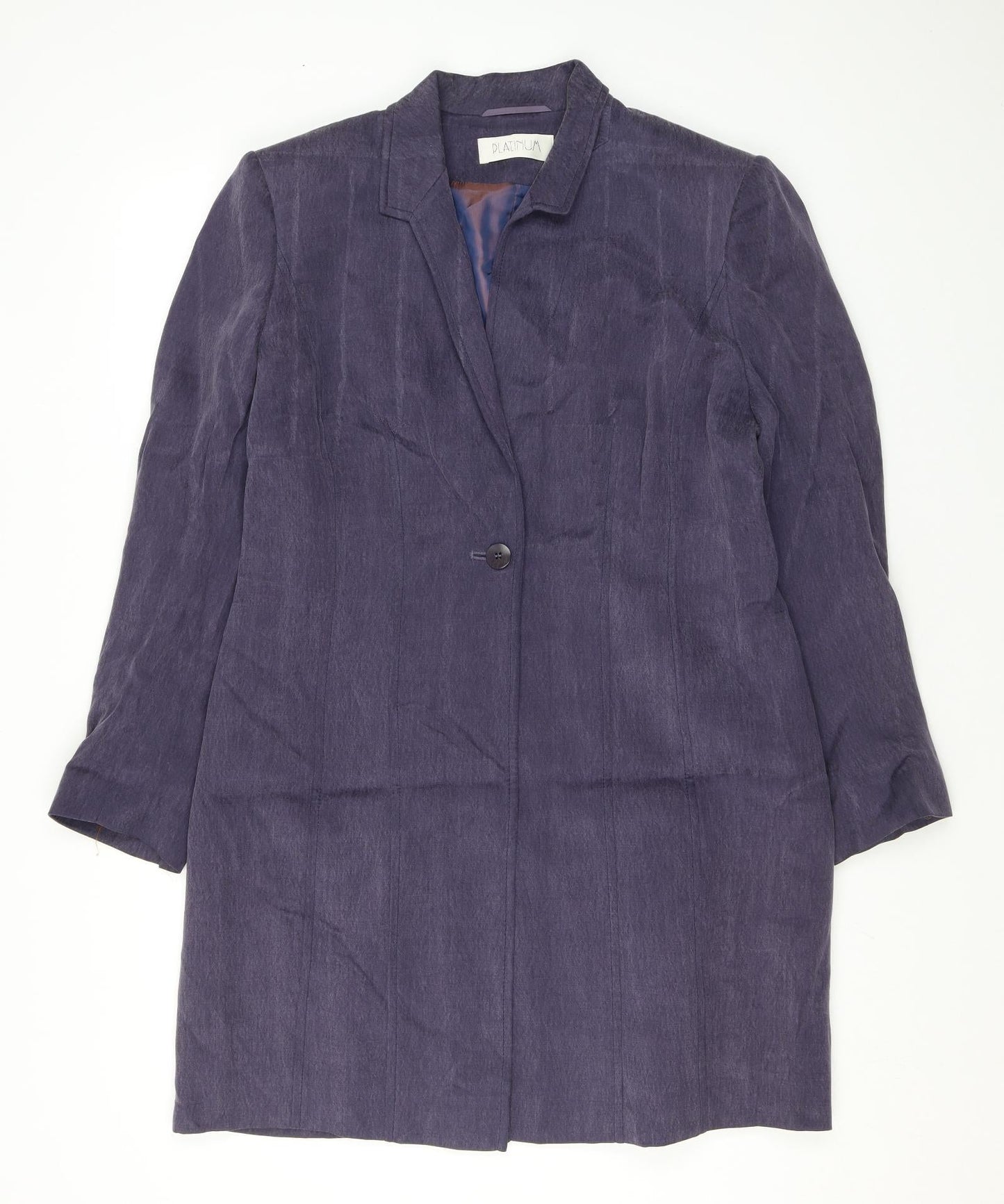 Platinum Womens Purple Overcoat Coat Size 14 Button