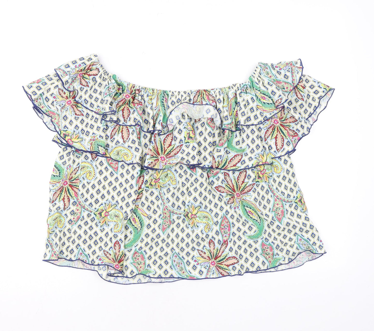 Womens UK Size L Zara Multicoloured Basic Blouse