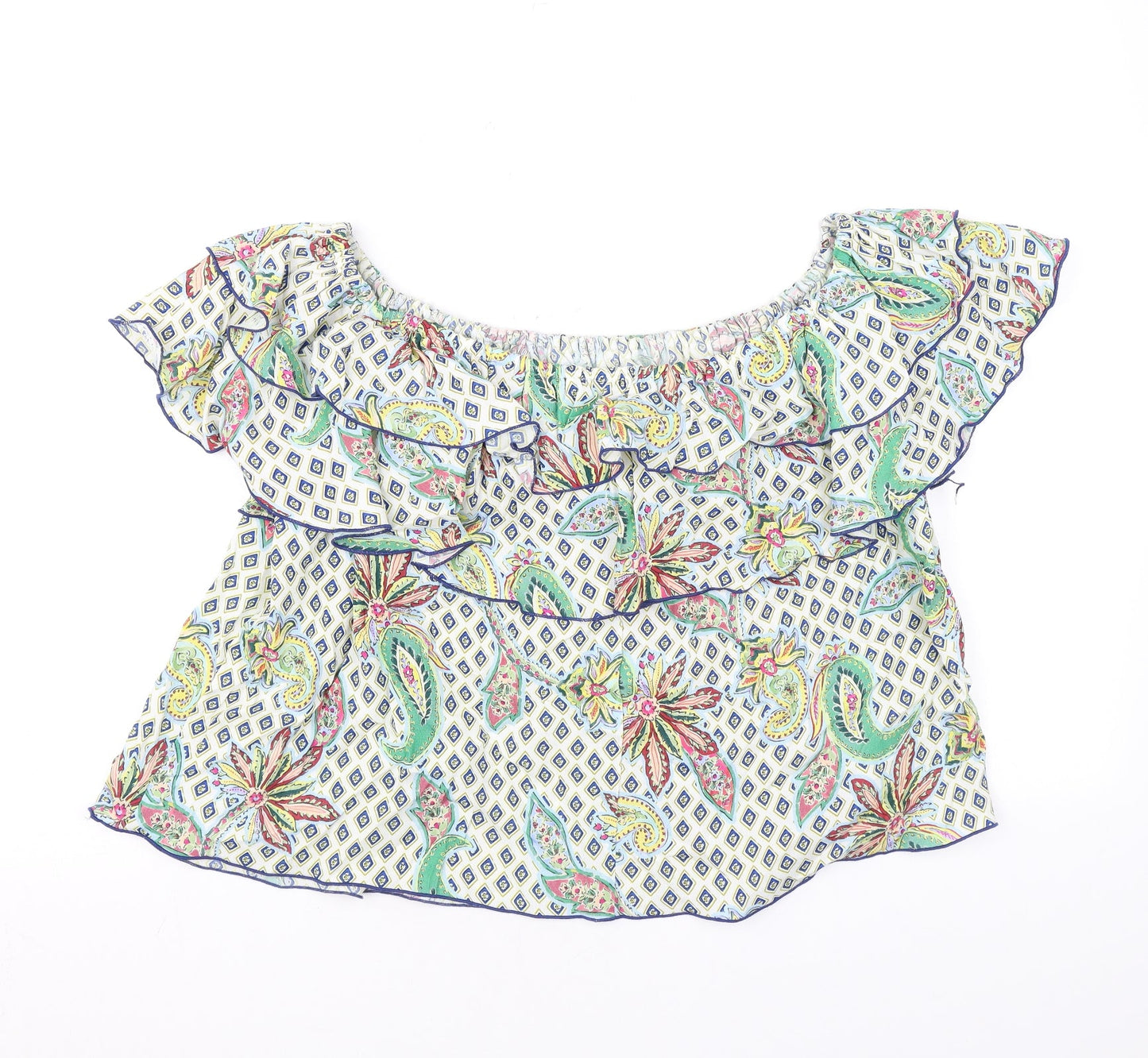 Womens UK Size L Zara Multicoloured Basic Blouse