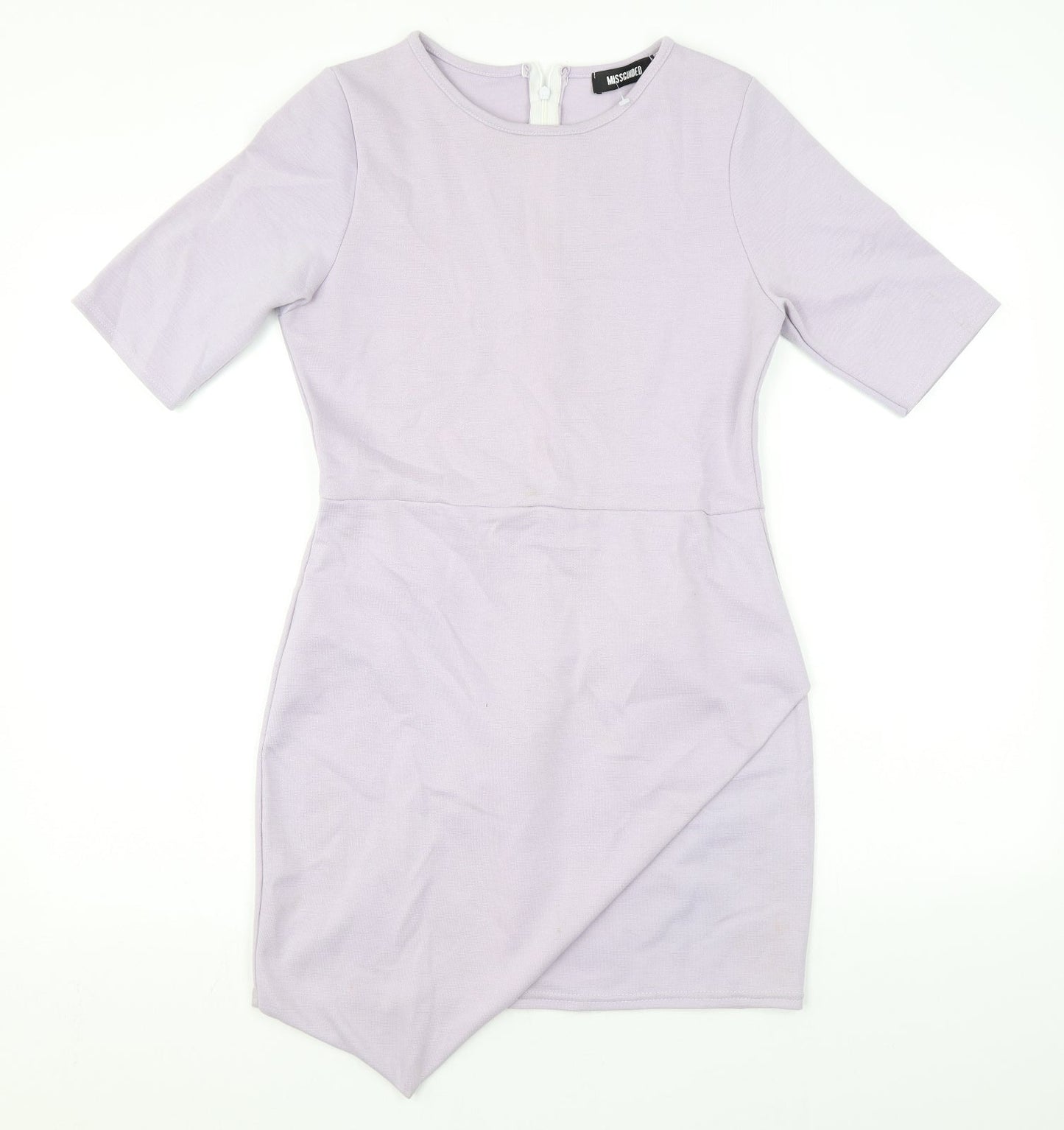 Missguided Womens Purple Polyester Bodycon Size 12 Round Neck Zip
