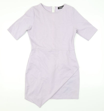 Missguided Womens Purple Polyester Bodycon Size 12 Round Neck Zip