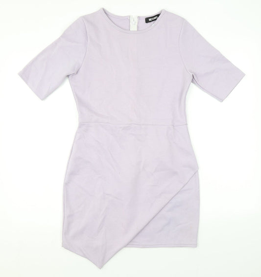 Missguided Womens Purple Polyester Bodycon Size 12 Round Neck Zip