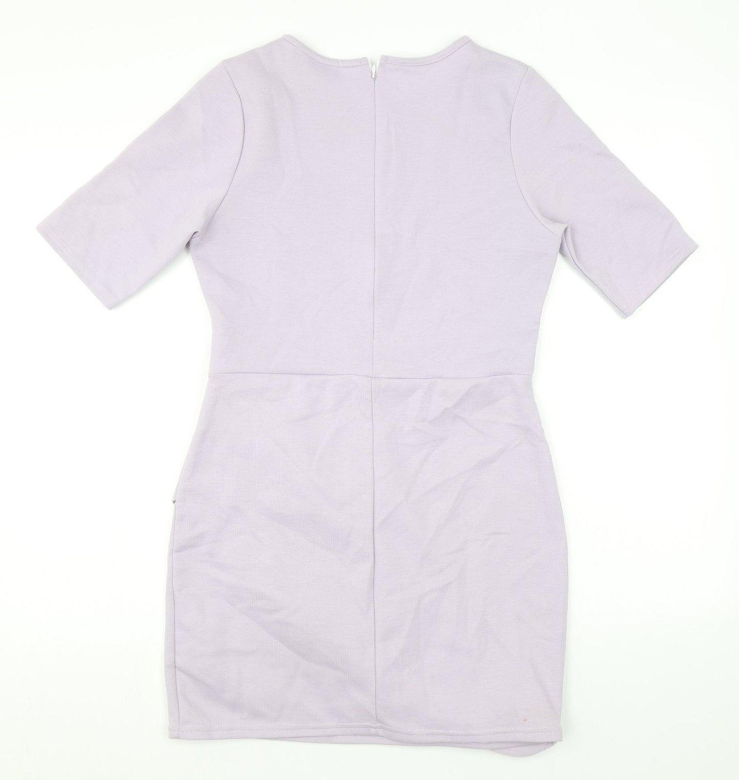 Missguided Womens Purple Polyester Bodycon Size 12 Round Neck Zip