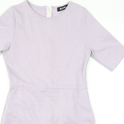 Missguided Womens Purple Polyester Bodycon Size 12 Round Neck Zip