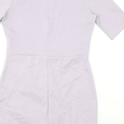 Missguided Womens Purple Polyester Bodycon Size 12 Round Neck Zip