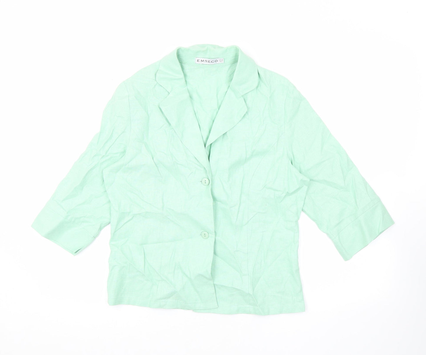Womens UK Size 10 Emreco Green Basic Button-Up