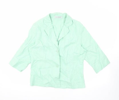 Womens UK Size 10 Emreco Green Basic Button-Up