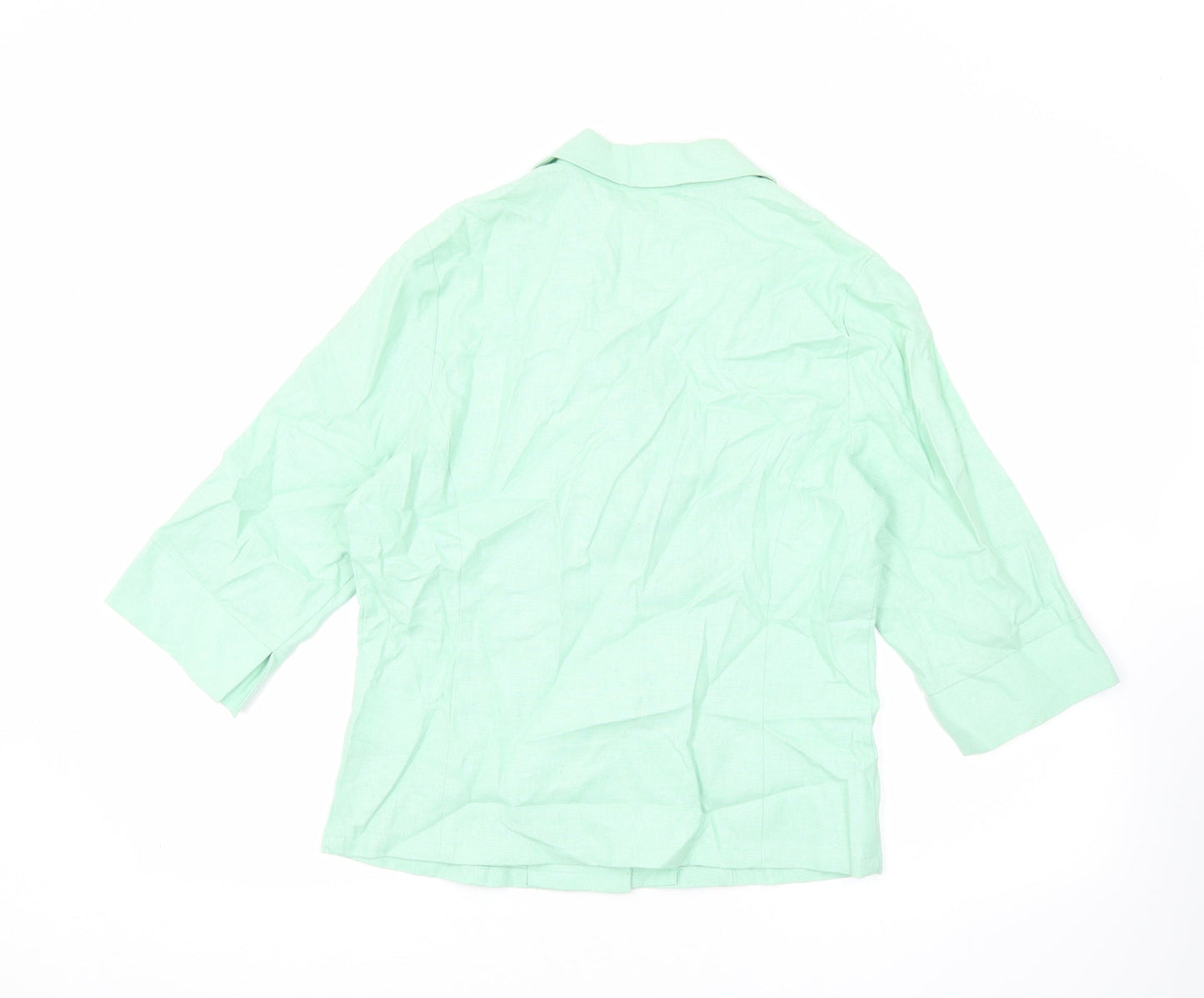 Womens UK Size 10 Emreco Green Basic Button-Up
