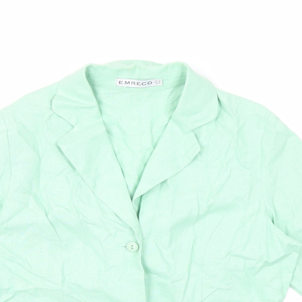 Womens UK Size 10 Emreco Green Basic Button-Up