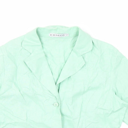 Womens UK Size 10 Emreco Green Basic Button-Up
