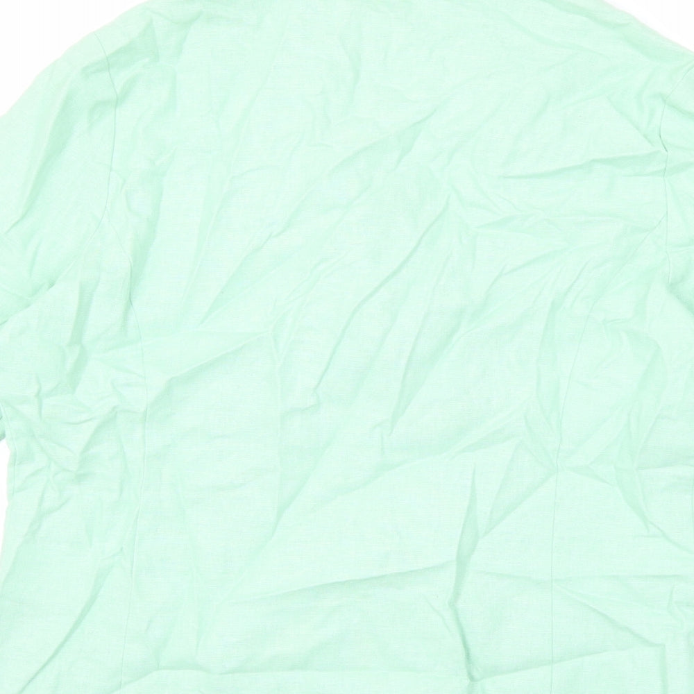 Womens UK Size 10 Emreco Green Basic Button-Up
