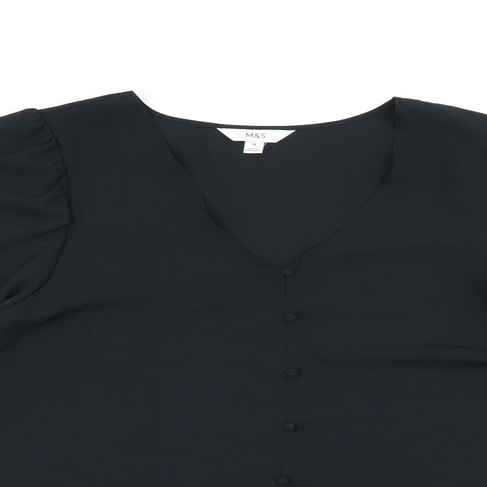 Womens UK Size 18 Marks and Spencer Black Basic Blouse