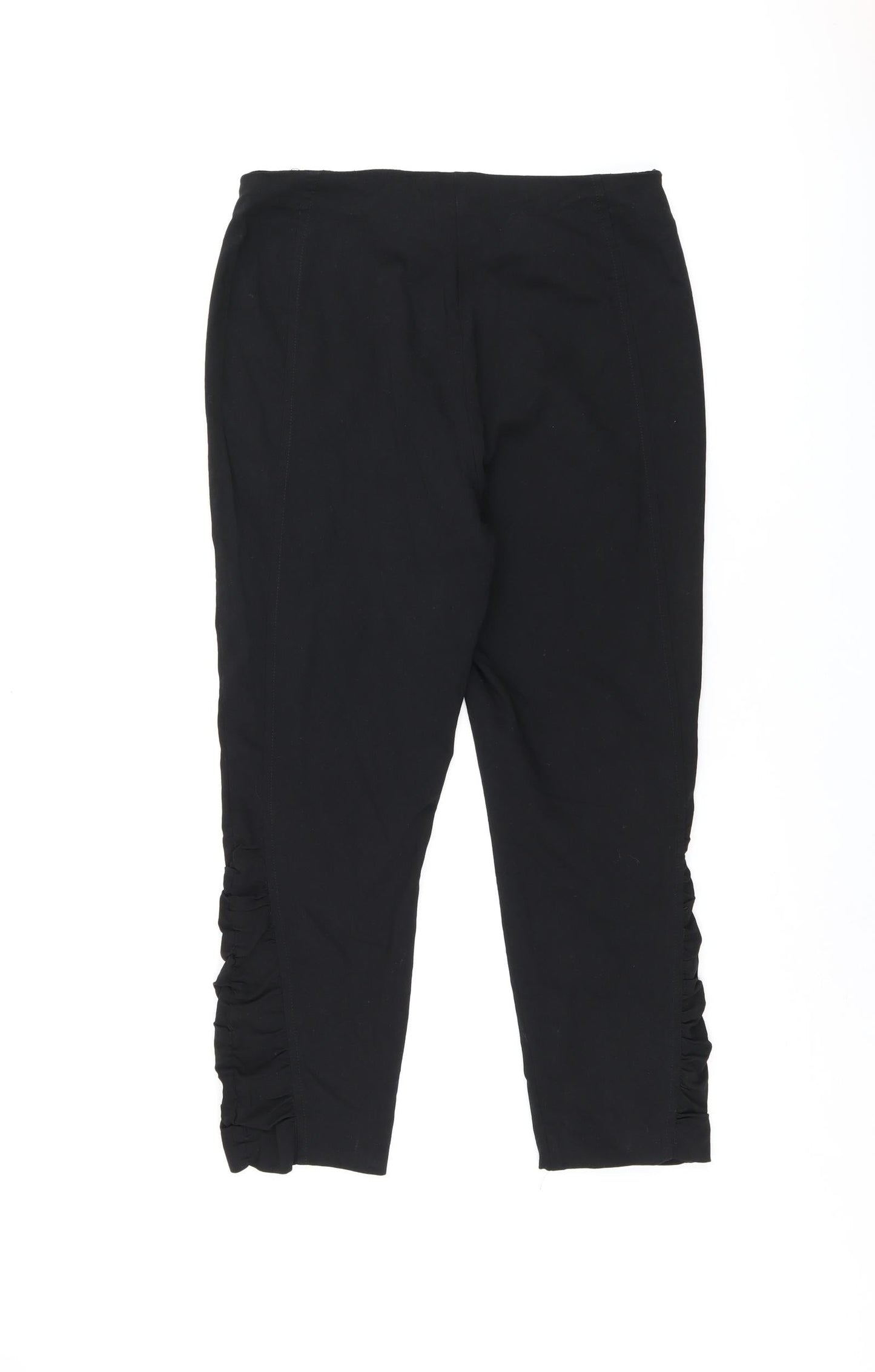 Steilmann Womens Black Cotton Cropped Trousers Size 12 L23.5 in Regular Zip