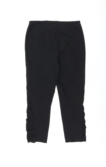 Steilmann Womens Black Cotton Cropped Trousers Size 12 L23.5 in Regular Zip