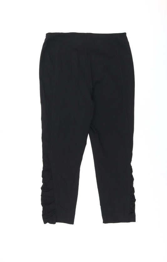 Steilmann Womens Black Cotton Cropped Trousers Size 12 L23.5 in Regular Zip
